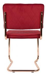 Zuiver Jídelní židle DIAMOND KINK červená, podnož měď 1100274