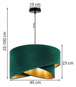 Závěsné svítidlo MEDIOLAN, 1x tmavě zelené/zlaté textilní stínítko