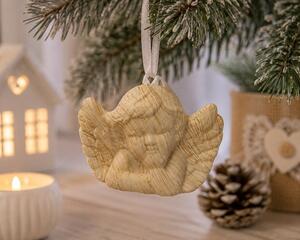 Andělíček keramický motiv dřevo 7*5cm 2009203