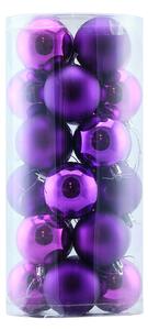 Plastové koule, sada 24 ks., prům. 6 cm, fialové, 12 x lesklá, 12 x matná