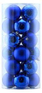 Plastové koule 24 ks, 8 cm, modré, 12 x lesklá, 12 x matná