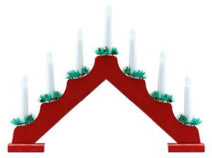 DECOLED Vánoční svícen, 40 x 5 x 32 cm, červený, na baterie 2x AA
