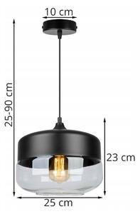 Závěsné svítidlo OSLO 3, 1x černé/transparentní skleněné stínítko