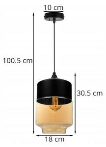 Závěsné svítidlo OSLO 1, 1x černé/medové skleněné stínítko