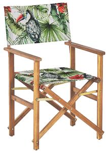 Sada 2 zahradních židlí a náhradních potahů světlé akáciové dřevo/vzor tukana CINE