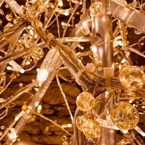 DECOLED LED světelný řetěz s krystalky, 8 m, zlatý kabel, Eco Fix, Flash