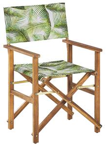 Sada 2 zahradních židlí a náhradních potahů světlé akáciové dřevo/vzor tropických listů CINE