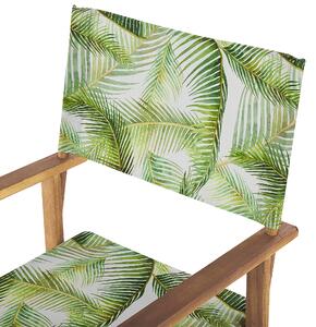 Sada 2 zahradních židlí a náhradních potahů světlé akáciové dřevo/motiv tropických listů CINE