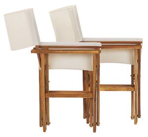 Sada 2 zahradních židlí a náhradních potahů světlé akáciové dřevo/vzor listů CINE