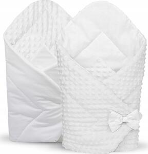 Oboustranná zavinovačka pro miminka 80x80 cm BABYMAM PREMIUM - Sněhově bílá s bílou minky