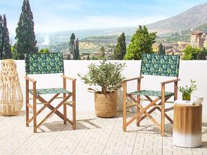 Sada 2 zahradních židlí a náhradních potahů světlé akáciové dřevo/motiv oliv CINE