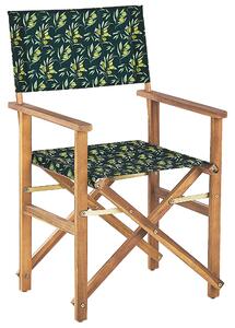 Sada 2 zahradních židlí a náhradních potahů světlé akáciové dřevo/motiv oliv CINE
