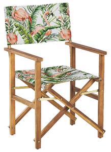 Sada 2 zahradních židlí a náhradních potahů světlé akáciové dřevo/vzor pelikána CINE