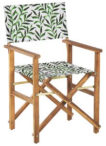 Sada 2 zahradních židlí a náhradních potahů světlé akáciové dřevo/motiv listů CINE