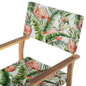Sada 2 zahradních židlí a náhradních potahů světlé akáciové dřevo/vzor pelikána CINE