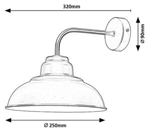 RABALUX Nástěnné industriální kovové osvětlení DRAGAN, 1xE27, 60W, lampa, černé 005307