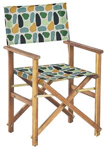 Sada 2 zahradních židlí a náhradních potahů světlé akáciové dřevo/skvrnitý vzor CINE
