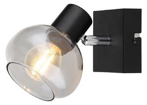 Rabalux 3295 SULLIVAN - Nástěnná lampička v černé barvě s kouřovým sklem, 1 x E14 (Nástěnné svítidlo s monturou v černé barvě)