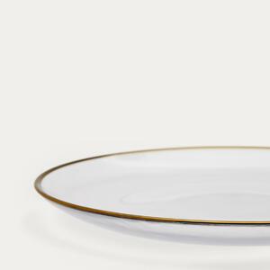 Skleněný dezertní talíř se zlatým okrajem Kave Home Nelie 21 cm