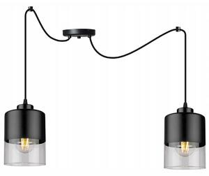 Závěsné svítidlo ROMA SPIDER, 2x černé/transparentní skleněné stínítko