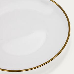 Skleněný talíř se zlatým okrajem Kave Home Nelie 27 cm