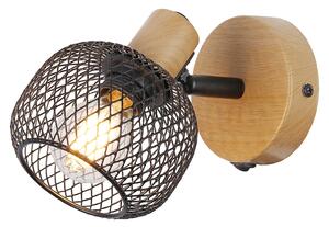 Rabalux 3127 GRENDEL - Nástěnná lampička v imitaci dřeva, 1 x E14 (Moderní nástěnné svítidlo s vypínačem na svítidle)
