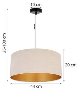 Závěsné svítidlo MEDIOLAN, 1x světle béžové/zlaté textilní stínítko, (výběr ze 2 barev konstrukce), (fi 44cm)