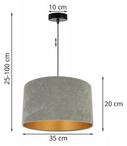 Závěsné svítidlo MEDIOLAN, 1x olivové/zlaté textilní stínítko, (fi 35cm)