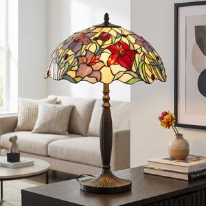 Artistar Květinová stolní lampa ATHINA, ruční výroba 62 cm, Vícebarevná, Obývací pokoj / jídelna, kov, Tiffany