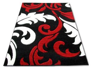 Kusový koberec Flora černobíločervený 80x150cm