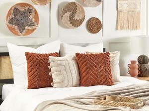 Sada 2 tkaných bavlněných polštářů s geometrickým vzorem 45 x 45 cm oranžové LEWISIA