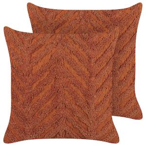 Sada 2 bavlněných polštářů geometrický vzor 45 x 45 cm oranžové LEWISIA