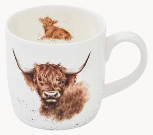 Ručně malovaný hrnek z kostního porcelánu Highland Cow