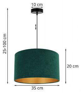 Závěsné svítidlo MEDIOLAN, 1x tmavě zelené/zlaté textilní stínítko, (fi 35cm)