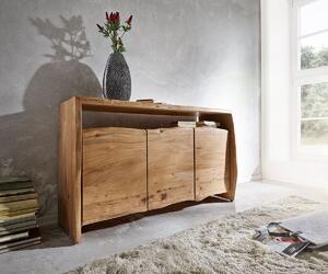 DELIFE Komoda Live-Edge 145 cm akácie přírodní 3 dvířka