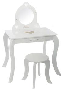 Toaletní stolek se zrcadlem, bílý, 40 x 60 x 91 cm