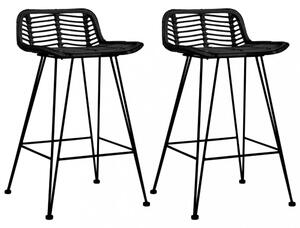 Barové židle 2 ks ratan / kov Dekorhome Černá