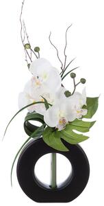 Umělá orchidej, květina v černém květináči, 44 x 18 x 16 cm