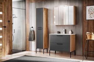 Koupelnová sestava MADERA Grey Madera Grey: Vysoká skříňka 800