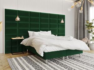 Čalouněná manželská postel 140x200 NECHLIN 2 - zelená + panely 60x30 cm ZDARMA