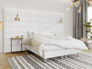 Čalouněná manželská postel 180x200 NECHLIN 2 - bílá ekokůže + panely 60x30 cm ZDARMA