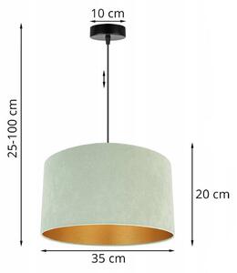 Závěsné svítidlo MEDIOLAN, 1x pistáciové/zlaté textilní stínítko, (výběr ze 2 barev konstrukce), (fi 35cm)