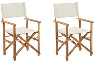Sada 2 židlí z akátového světlého dřeva špinavě bílá CINE