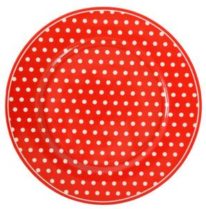 Dezertní talíř červený s puntíky 20 cm (ISABELLE ROSE)
