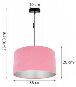 Závěsné svítidlo MEDIOLAN, 1x růžové/chromové textilní stínítko, (výběr ze 2 barev konstrukce)