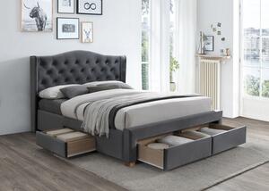 Signal Čalouněná postel ASPEN II VELVET 160 x 200 cm barva šedá / dub