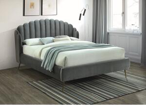 Signal Čalouněná postel CALABRIA VELVET 160 x 200 cm barva šedá / zlatá