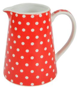 Porcelánový džbán na mléko červený s puntíky 170 ml (ISABELLE ROSE)