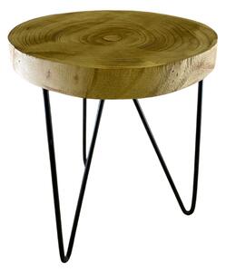Dřevěná stolička s kovovými nohami přírodní 33 cm