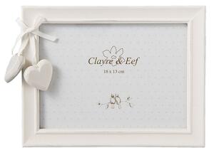 Bílý dřevěný rámeček na fotku Hearts 18x13 cm (Clayre & Eef)